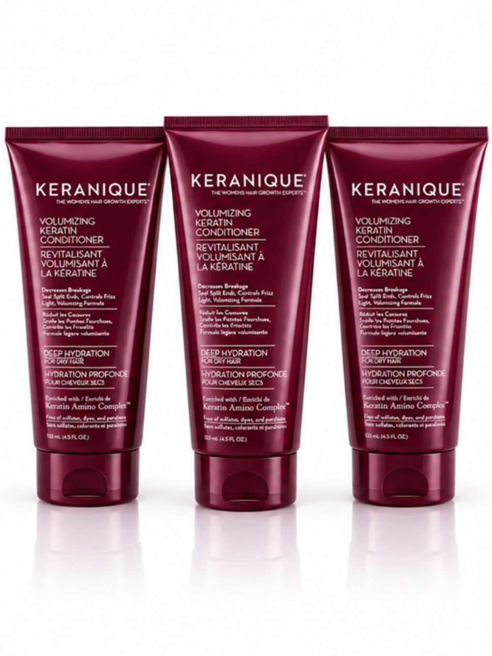 KERANIQUE Volumizing Keratin Conditioner SEALED 3 Pack 4.5oz